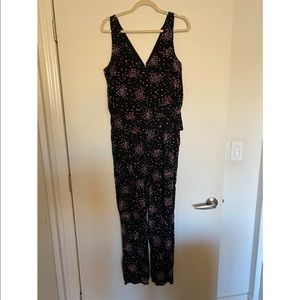 Loft floral black jumpsuit